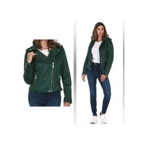 NWOT JouJou Forest Green moto Jacket Vegan Suede Size M